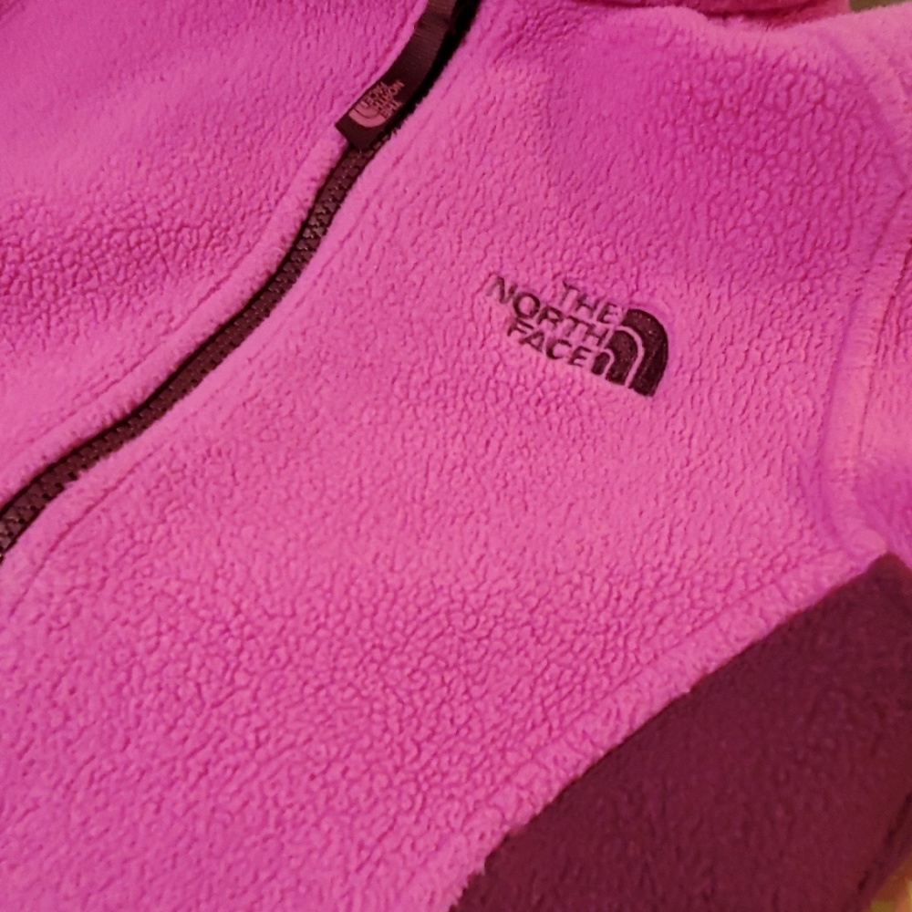 Pink North Face Zip Up Fleece XS 6 Girls